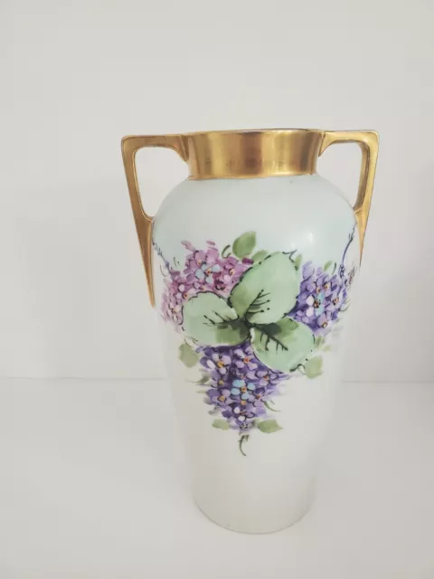 Altwasser Silesia Germany LILAC Flowers Lustreware Urn Gilt Rim H 10"