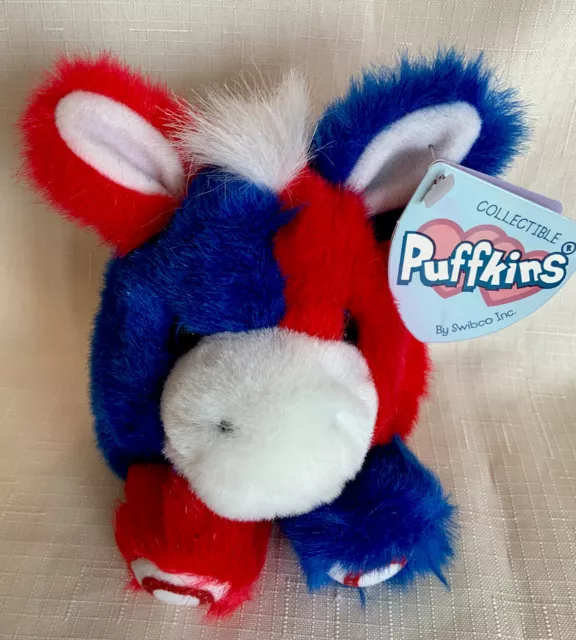 * NEW w/Tag DONKEY PUFFKINS * RED,WHITE, BLUE , Toy * Patriotic *NEW * RARE *