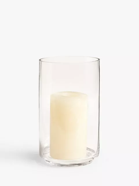 John Lewis Large &Tall Clear Glass Hurricane Cylinder Candle Holder Pillar 27cm