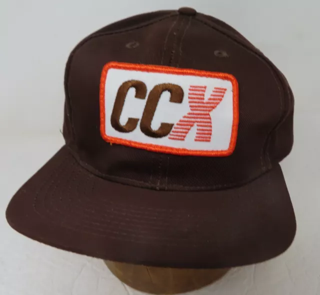 80's CCX PATCH Brown Trucker Hat Cap Otto Snapback Full Coverage large logo Vtg