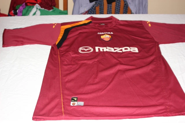 Maillot AS Roma Vintage 2004-2005 Diadora - Taille XL - Pub Mazda