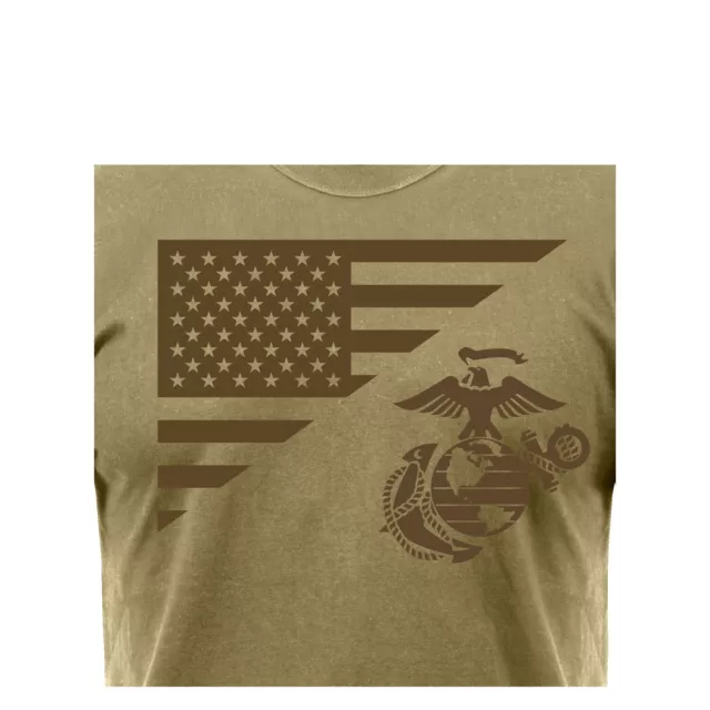 USA FLAG USMC Eagle Globe & Anchor T Shirt US Marine Corps Shirt Coyote ...