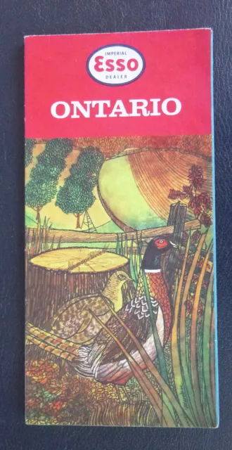1958 Ontario  road map Esso oil  gas Imperial Pheasant cover