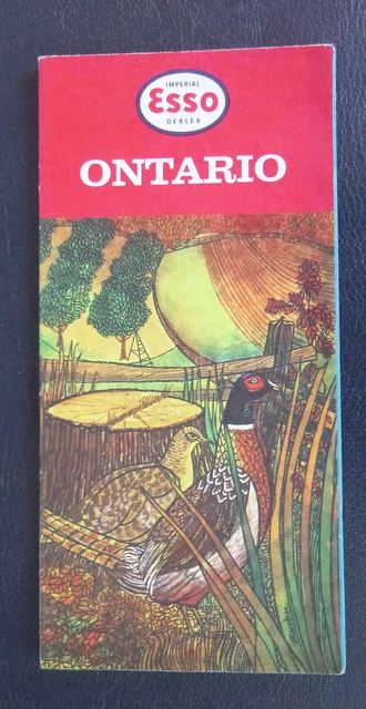 1958 Ontario  road map Esso oil  gas Imperial Pheasant cover