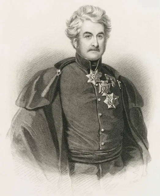 W. HOLL (1807-1871), Sir Richard England, Stahlstich Romantik Porträt 1800-1849