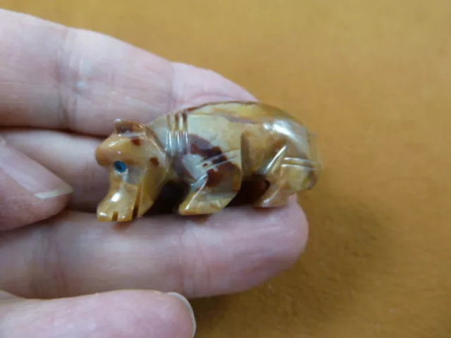 (Y-HIP-38) tan white HIPPO Hippopotamus gem Gemstone figurine SOAPSTONE hippos