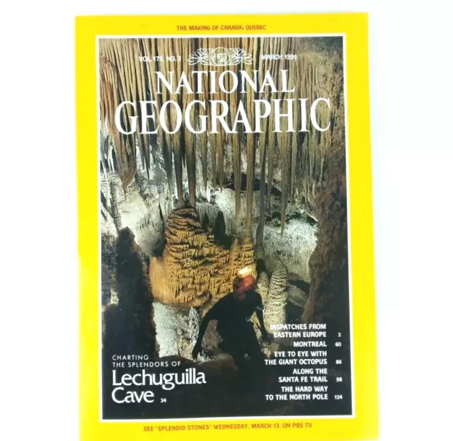 National Geographic Magazine Vintage March 1991 Lechuguilla Cave Europe Montreal