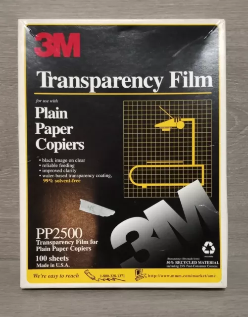 3M Transparency Film Plain Paper Copiers PP2500 45 Sheets