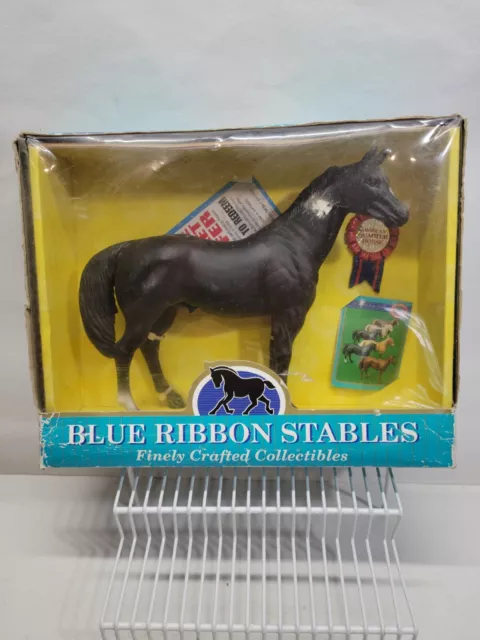 New In Box Blue Ribbon Stables Quarter Horse Black #37032 with Card and Ribbon