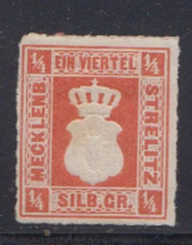 Mecklenburg-Strelitz MiNr. 1a Stierkopf in gekr. Wappen im Rechteck (1/4 Sgr.)