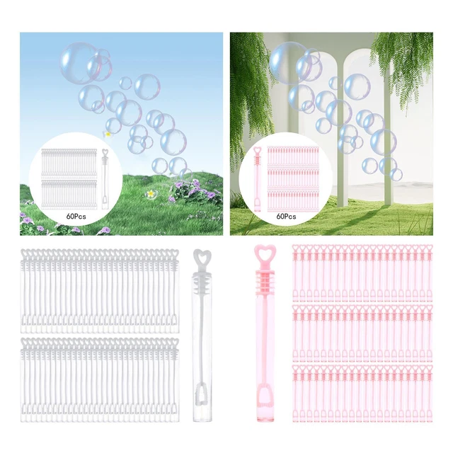 60x Bubble Wands Tubes Easy Grasp Party Favors Bubble Blowing Bottles Christmas