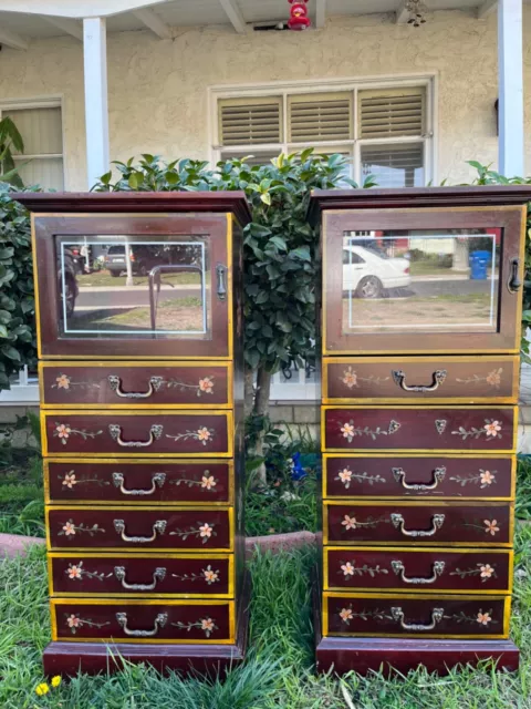 Pair Of Asian Cabinets With Multiple Drawers