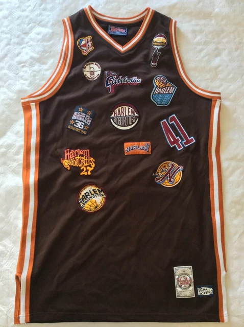 Harlem Globetrotters Brown Multi Patch 41 Fubu Platinum Jersey 4XL