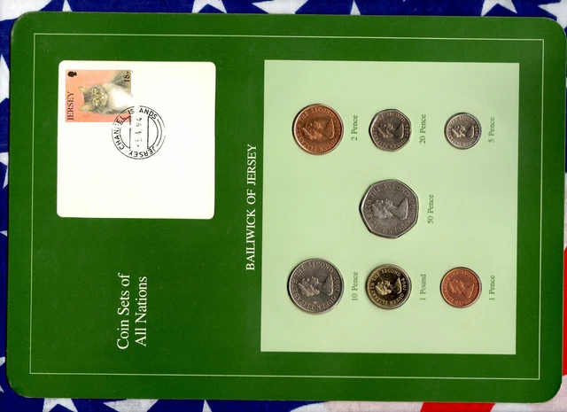 Coin Sets of All Nations Jersey 1987-1994 UNC £1 1994 Ship 60K Mint