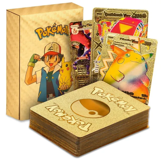 55Pcs Pokemon Card Foil GOLD PACK 55 CARDS TCG GX Vmax GX Card Charizard Rare A
