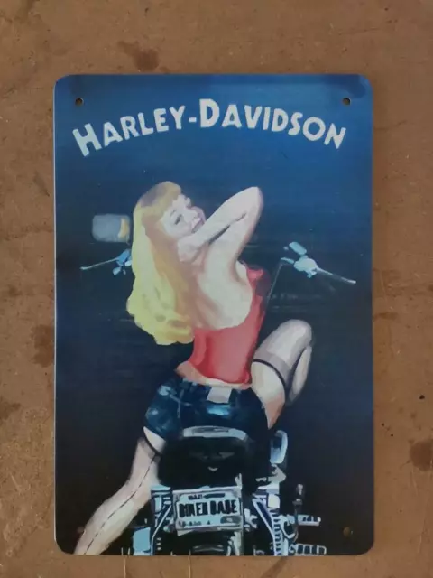 Harley-Davidson Sexy Girl Sign for Wall Vintage Metal Tin Retro 11.8" x 7.8"