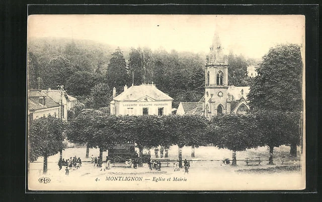 CPA Montlignon, Eglise et Mairie