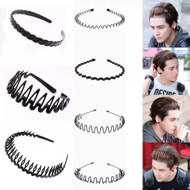 Fashion Men Women Sports Wave HAIR HOOP Headband Hair Band Unisex Metal Black