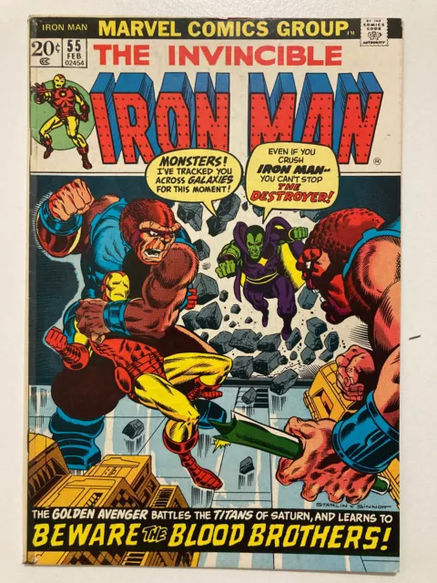 The Invincible Iron Man 55 1st Thanos Drax Blood Brothers Starlin *KEY!*