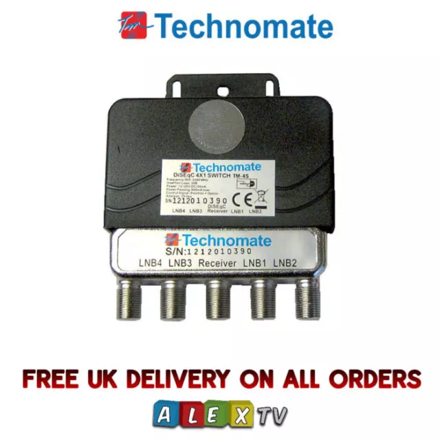 Technomate TM-4S External 4 Way DiSEqC Switch 4x1 weatherproof housing FREE P&P