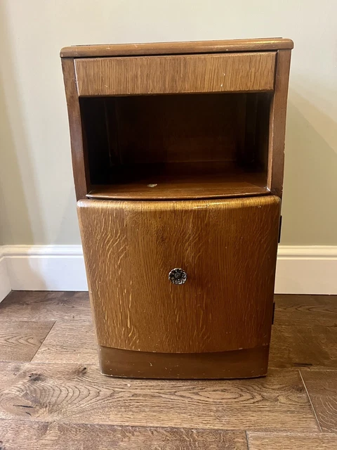 Lebus Mid Century Vintage Bedside Table Cabinet Oak Veneer Art Deco Style