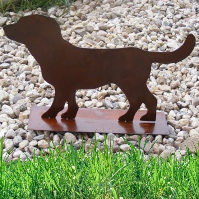 HUND DEKO GARTEN Figur 50 x 32 cm Edelrost Gartendeko Rost Gartenfigur