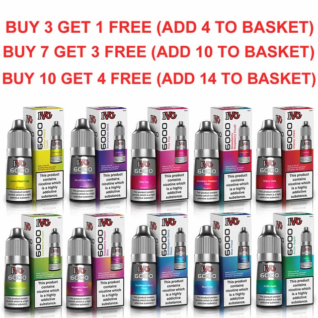 IVG6000 Nic Salt 10ml E Liquid Vape Juice Bar Salts 50VG/50PG  Nicotine Salts