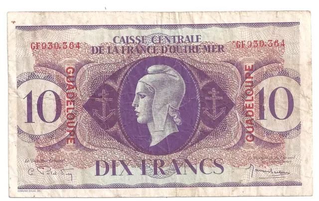 Caisse centrale de la France d'outre mer Guadeloupe 10 Francs 1944