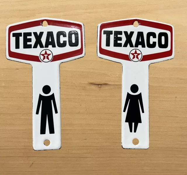 Vintage Texaco Restroom Key Porcelain Sign Gas Oil Auto Station Service Holder