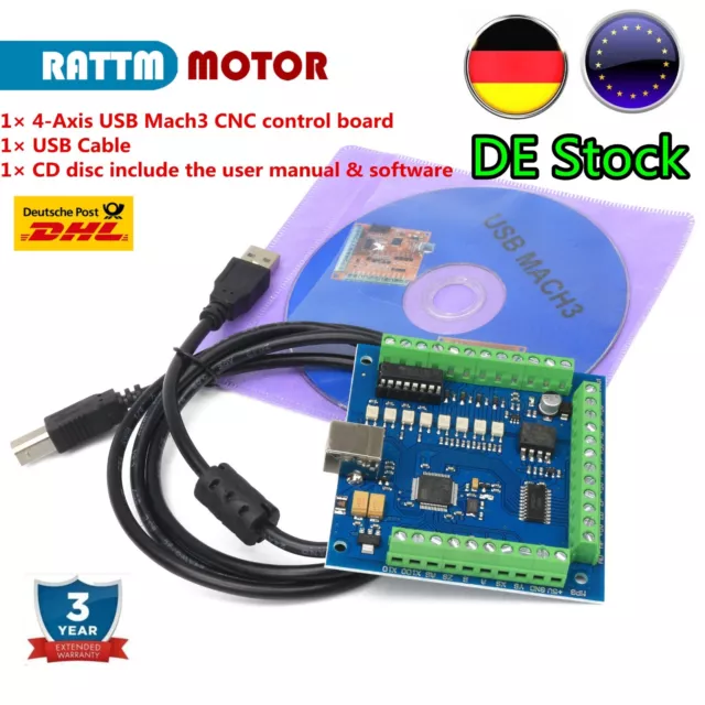 「DE」 4 Axis USB Mach3 Breakout Board Motion Control Card for CNC Milling Machine