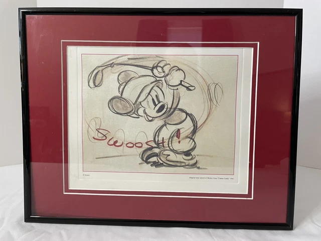 DISNEY MICKEY MOUSE “Canine Caddy” Swoosh Framed Golf Print