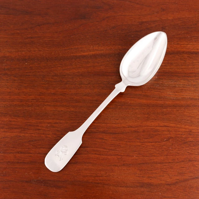 Keulmann German 800 Silver Serving Spoon Fiddleback Mid 1800S Monogram Srr