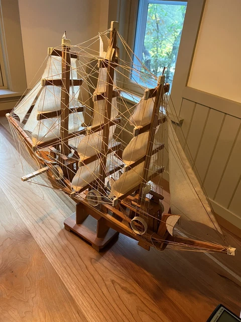 USS Constitution Or ???  Model Ship Vintage Wood Antique Wooden Ship Model