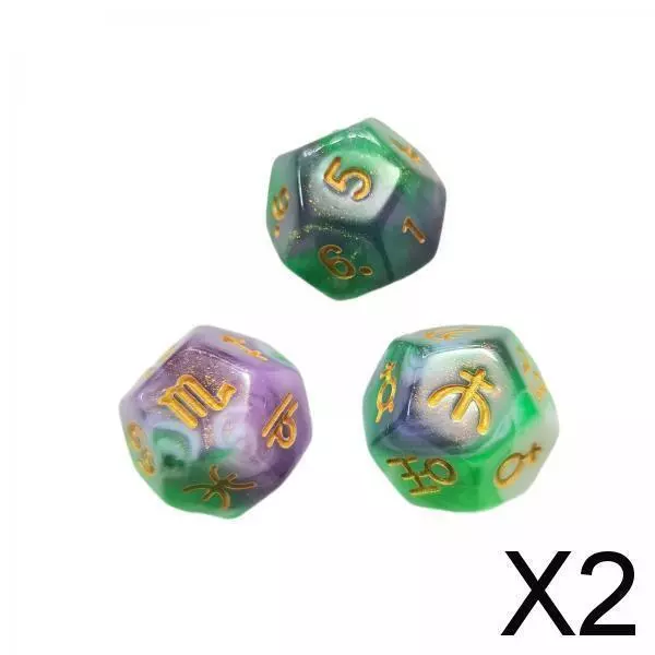2X 3 Pieces D12 Polyhedral Dice Astrology Dices for Card Game Role Playing Game