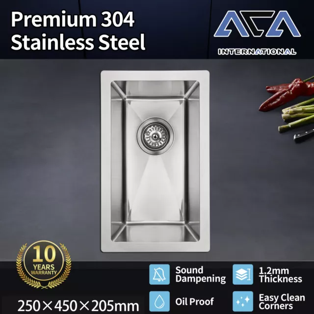 450x250mm Handmade Stainless Steel Single Bowl Kitchen Bar Sink Laundry Basin