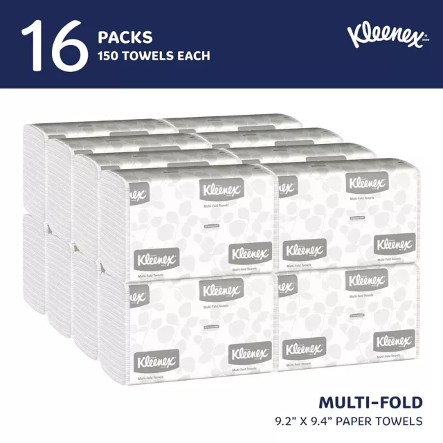 Kleenex Multifold Paper Towels (01890), White, (150 Sheets/Pack, 16 Packs/Case)