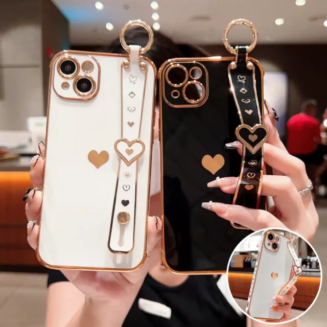Love Heart Strap Soft Case Cover For iPhone 14 13 Pro Max 12 11 XS X XR 7 8 Plus