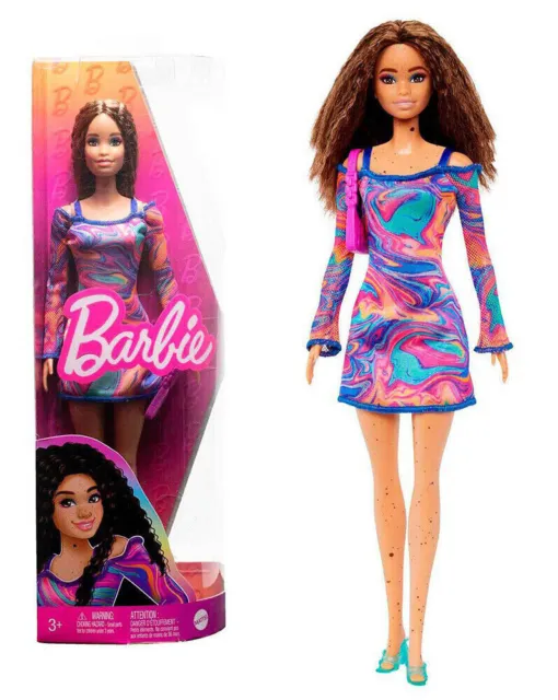 NRFB POUPÉE DOLL Barbie Fashionistas n°179 curvy flamme & damier HBV13 EUR  15,90 - PicClick FR