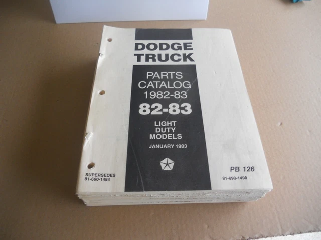 Original 1982-1983 Mopar Dodge Truck Parts and Illustration Catalog