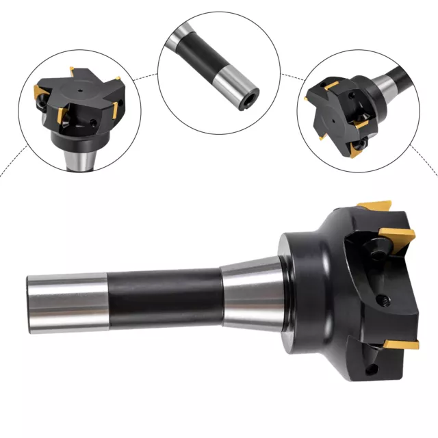 90° Alloy Steel Indexable End Mill 3in Cutting R8 Shank End Milling Cutter HRC40