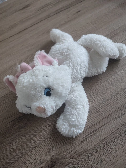 Doudou Peluche Disney Chat Marie Couche blanc rose 30cm tbe