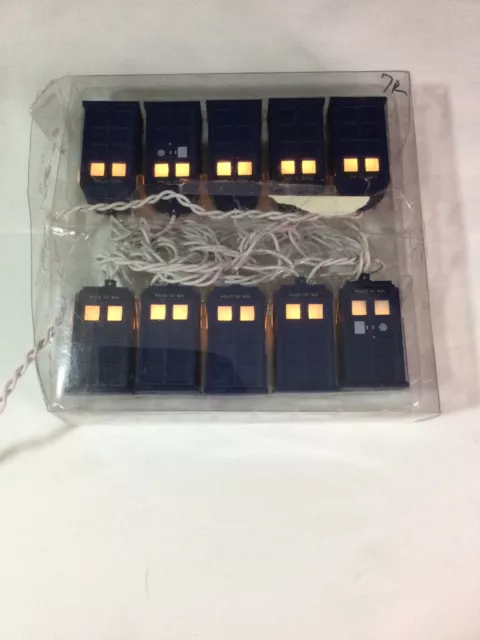 BBC DOCTOR WHO Tardis Police Public Call Box 10 Christmas String Lights EUC