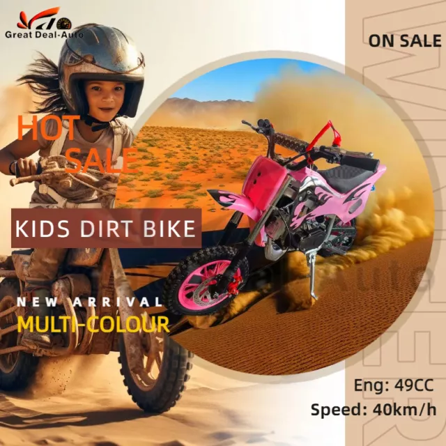 Pink 49Cc Mini Motor Dirt Bike Kids Pocket Rocket Pee Wee Motorcycle Atv 50Cc