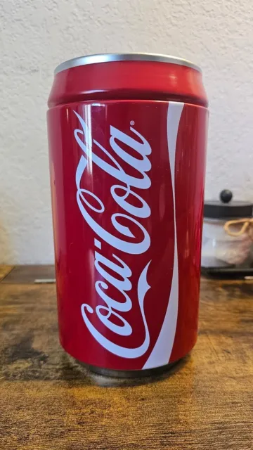 Coca-Cola 8" Tin Soda Can Coin Saving Piggy Bank  Removable Coke Lid