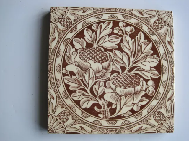 Antique Cleveland Tile Co. Transfer Print Aesthetic Floral Wall Tile - C1900-05
