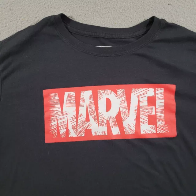 Marvel Shirt Boys Extra Large Black Box Logo Spell Out Retro Nerd Super Hero Tee 3