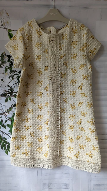 NEXT Abito Ragazza Età 9 Anni Crema Giallo Floreale Design Tunica Stile Matrimonio