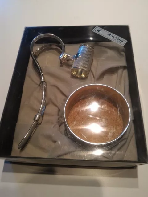Set per vino vassoio e portabottiglia Silver Plated nuovo con etichette