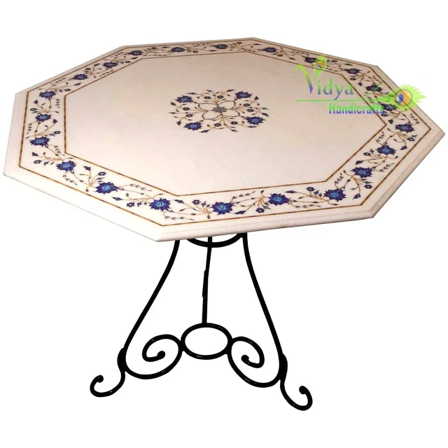 36 Inch Marble Table Top Floral Lapis Lazuli Inlay Marquetry Art Home Decor Gift