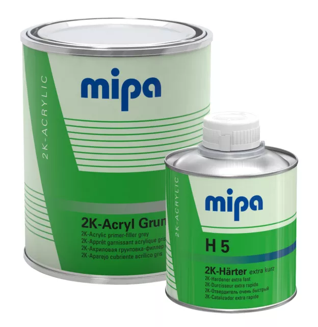 Set 1,0 kg Mipa 2K-Acryl-Grundierfiller grau 10:1 inkl. Härter H 5 extra kurz 1,